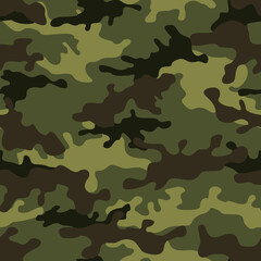 Fototapeta premium Green camouflage seamless pattern. Military print