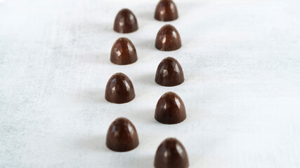 Homemade natural delicious chocolate sweets. Side view. Chocolate cookies.