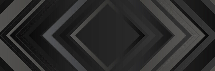 Obraz premium Black abstract background for wide banner with grey arrows