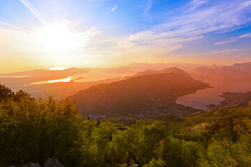 Fototapeta na wymiar Kotor Bay on Sunset - Montenegro
