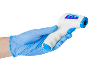 Hand with infrared thermometer