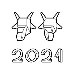 Impossible font and ox head happy new year 2021 - 391459360