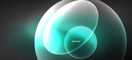 Neon ellipses abstract backgrounds. Shiny bright round shapes glowing in the dark. Vector futuristic illustrations for covers, banners, flyers and posters and other