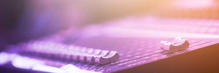 Button Audio and Video Editing Machine for Editing worker. Selective focus