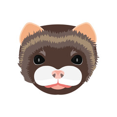 Mink muzzle in flat style. Mink isolated on a white background. Vector.