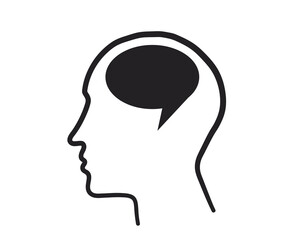Silhouette of the head and brain on a white background. Sign. Vector illustration.
