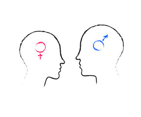 Man and woman on a white background. Symbol. Vector illustration.