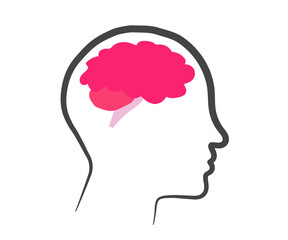 Silhouette of the head and brain on a white background. Symbol. Vector illustration.