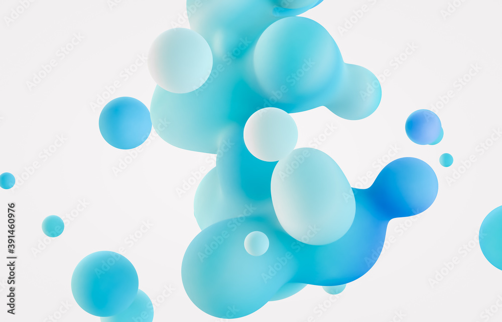 Aufkleber abstract 3d art background. holographic floating liquid blobs, soap bubbles, metaballs.