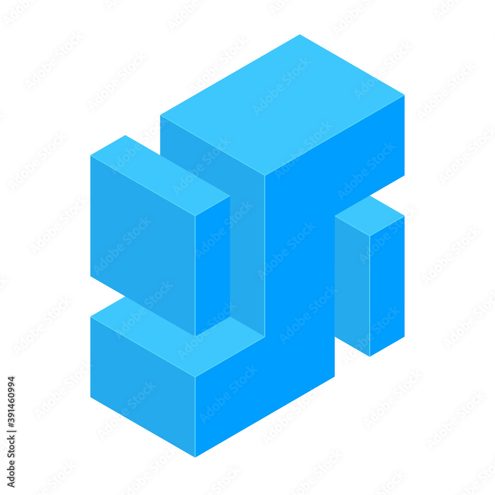 Sticker blue corporate logo concept. isometric block