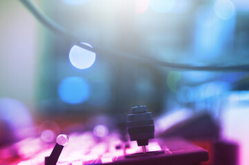 Controlling handle Audio and Video Editing Machine for Editing worker. Selective focus
