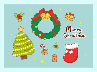 Christmas decoration isolated on Merry Christmas background with ornament design.