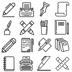 Writing vector icon set. Notes illustration sign collection. notice symbol.