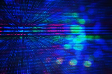 Screen with software developer code. JS
Javascript