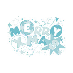 Merry Christmas. Lettering. Holiday card. Isolated vector object on white background.