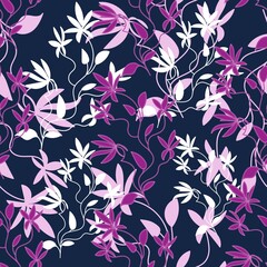 Seamless floral pattern, Floral print, Delicate elegant pattern with wild flowers, Spring flowers,Field grasses, Vector print.