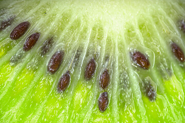 Fresh kiwi fruit slices closeup macro texture background