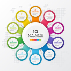 Circle chart infographic template with 10 options,Vector illustration.