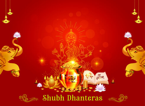 Indian festival dhanteras concept background with Goddess Lakshmi