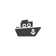 Toy ship vector icon. filled flat sign for mobile concept and web design. Toy boat with anchor glyph icon. Symbol, logo illustration. Vector graphics