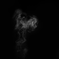 White smoke on black background. Abstract background, design element, for overlay on pictures