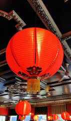 red chinese lantern in a restaurant