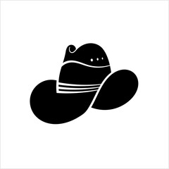 Cowboy Hat Icon, High Crowned, Wide Brimmed Ranch Worker Hat