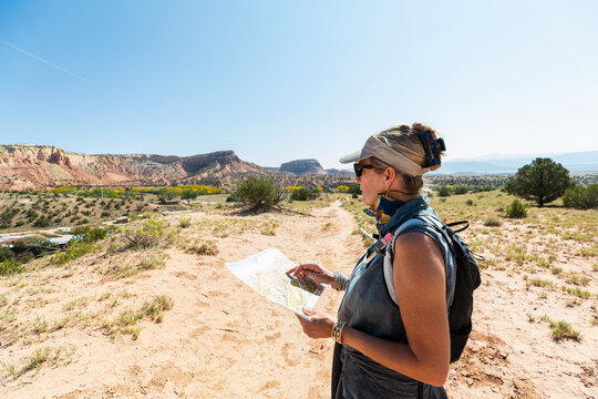 adult woman hiker, Ghost Ranch, New Mexico