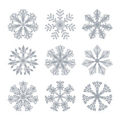 Snowflakes collection isolated on white