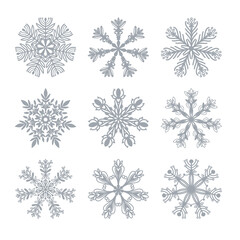 Snowflake Icons vector silhouette illustration