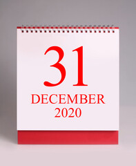Simple desk calendar for New Year eve 2021.