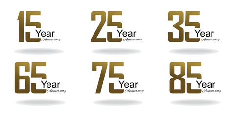 Set Year Anniversary Vector Template Design Illustration Gold Elegant White Background