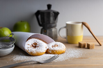Homemade apple fritters made with organic ingredients