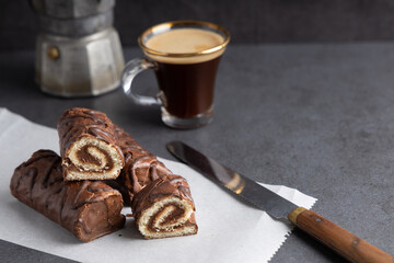 dessert, Homemade chocolate rolls.