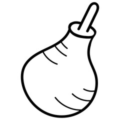 syringe for enema, coloring book, isolated object, black and white, vector medical doodles