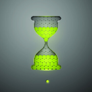 Hourglass, isolated vector illustration on a dark background. Design for stickers, logo, web and mobile app.
