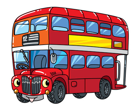 Funny small London bus with eyes.