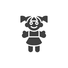 Doll toy vector icon. filled flat sign for mobile concept and web design. Baby doll glyph icon. Symbol, logo illustration. Vector graphics