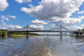 Tver. Tver region. Walk along the Volga. Views of the old Volga bridge