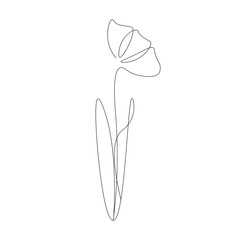 Flower silhouette on white background. Vector illustration