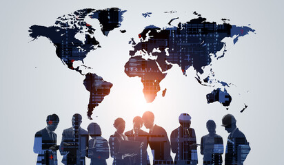 Global business network concept. Group of businessperson. Teamwork. Human resources.