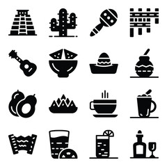 
Mexican Culture Icons in Modern Filled Style 

