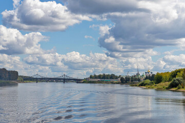 Naklejka premium Tver. Tver region. Walk along the Volga. Views of the old Volga bridge