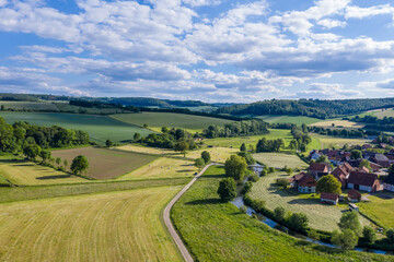 Panorama over a landscape of village in Germany