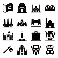 
Pakistani Culture Icons in Solid Style Pack 
