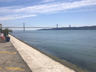 view of river Tagus in Lisbon Portugal