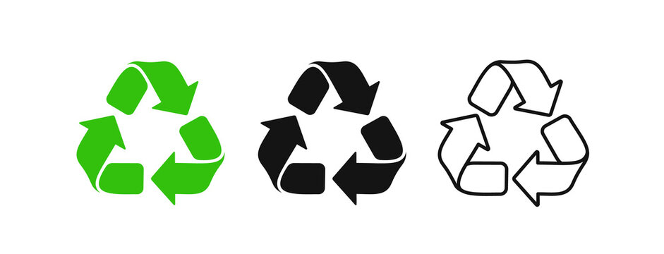 Recycle icon in flat and line style. Reuse mark for use in typography. Vector recycle symbol.