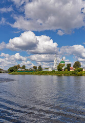 Fototapeta na wymiar Tver. Church of the great Martyr Catherine of St. Catherine's monastery. View from the river.