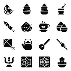 
Indian Culture and Heritage Solid Icons Set 
