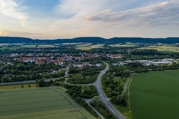Fototapeta na wymiar Drone panorama over river Weser , Germany..